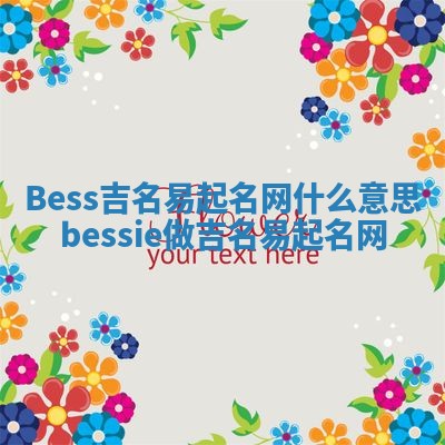 Bess吉名易起名网什么意思_bessie做吉名易起名网